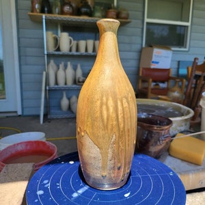 Wood fired ceramic bottle