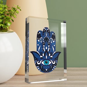 Evil Eye Protection Plaque, Nazar Home Decor, Spiritual Art for Office, Hamsa Acrylic Plaque, Protect Your Energy, Hand of Fatima