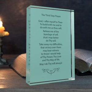 Third Step Prayer Acrylic Plaque, AA 12 Step Recovery Gift, Inspirational Sobriety Gift, Addiction Recovery Decor for Home, 4 x 6 x 1 Inch image 2