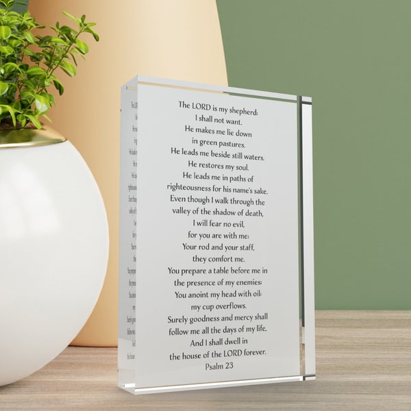 23rd Psalm Acrylic Plaque, The Lord is my Shephard Prayer, Bible Scripture Decor, Religious Housewarming Gift, Christian Home Decor