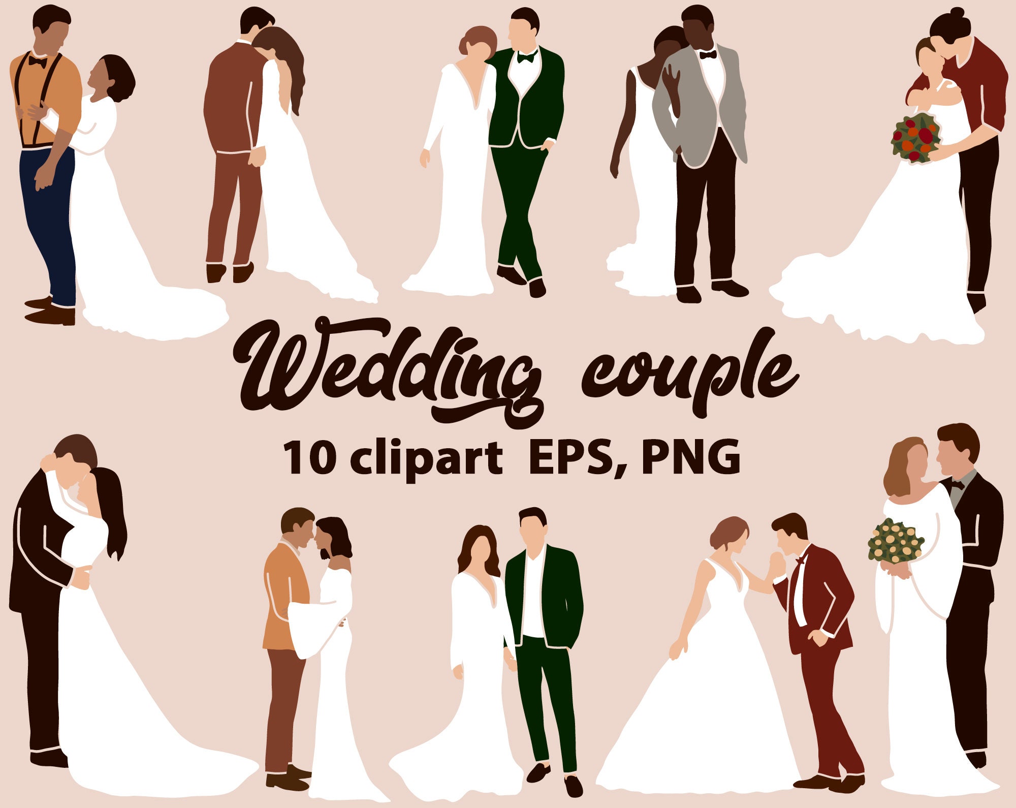 Abstract marriage couple clipart Wedding people Bride and | Etsy