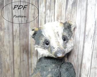 Modèle PDF Badger Alec Peluche Craft Kit Teddy Animal en peluche Artiste Teddybear Bear Bearparadise