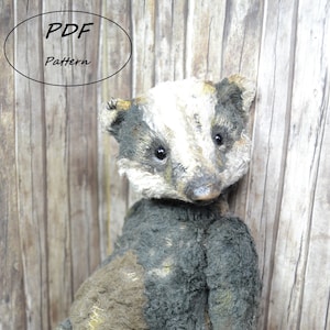 PDF Pattern Badger Alec Soft Toy Craft Kit Teddy Stuffed Animal Artist Teddybear Bear Bearparadise