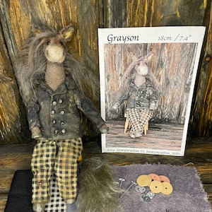 Sewing Kit Pattern for Horse Grayson, Artist teddy bear vintage Bearparadise