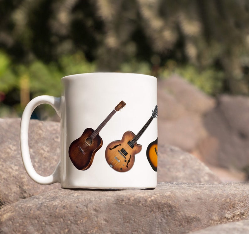 Guitar Mug With Various Guitars Perfect Gift for Music Lovers Etsy