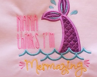 Nana Thinks I'm Mermazing T-shirt, Mermaid T-shirt, Cute T-shirt, Embroidered T-shirt, Birthday Shirt, Girl's T-shirt, Boy's T-shirt, Nana
