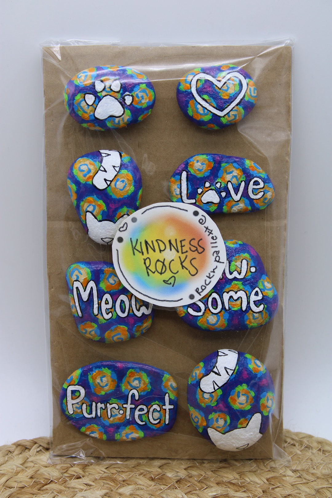 Kindness Rocks cat Themed Set of 8 by Rockn Palette - Etsy