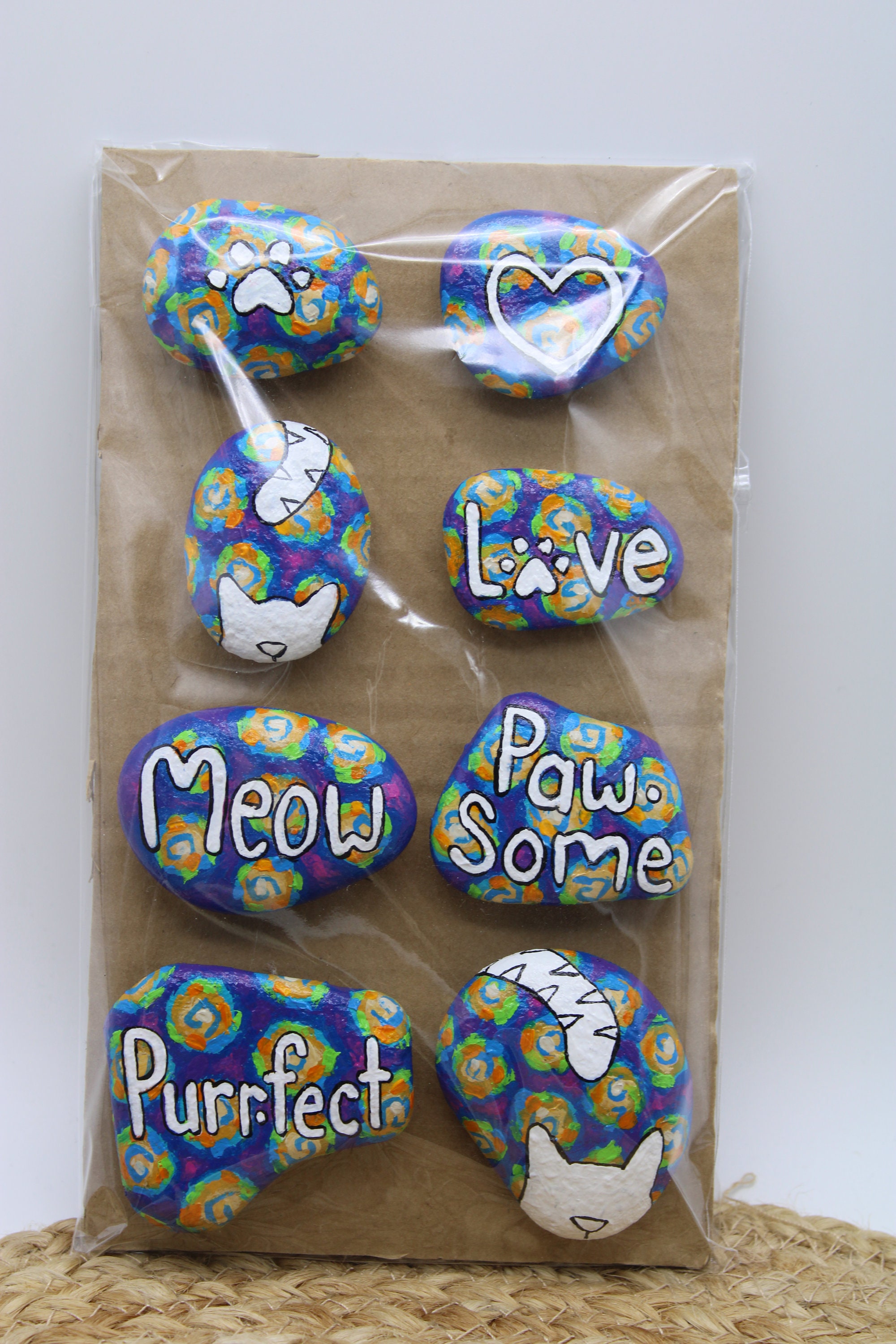 Kindness Rocks cat Themed Set of 8 by Rockn Palette - Etsy