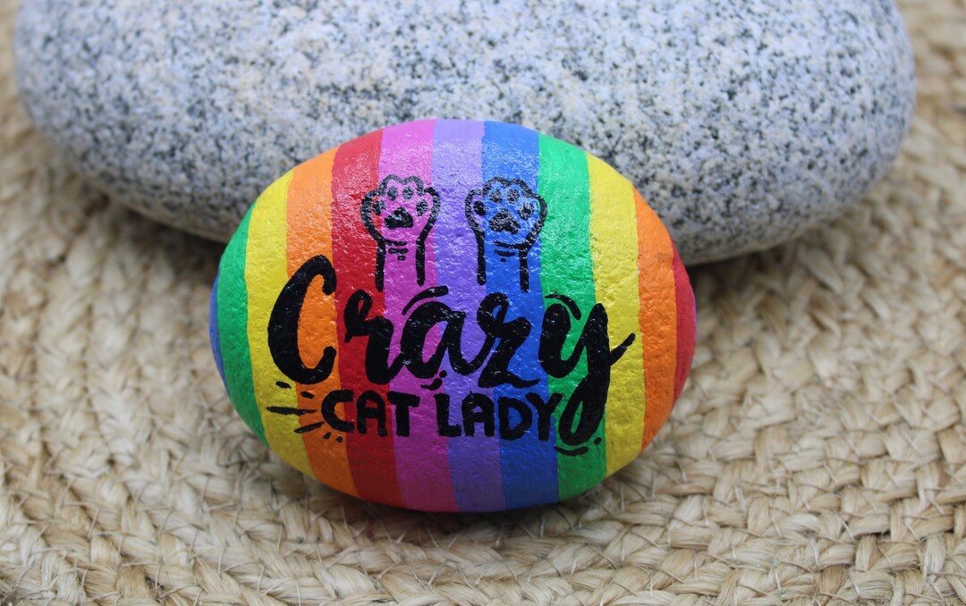Hand Painted Crazy Cat Lady~ Kindness Rocks~ Garden Art~ Home Decor~ by ...