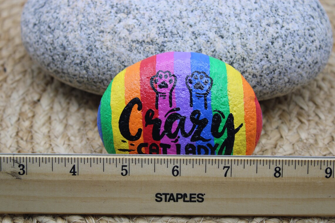 Hand Painted Crazy Cat Lady~ Kindness Rocks~ Garden Art~ Home Decor~ by ...