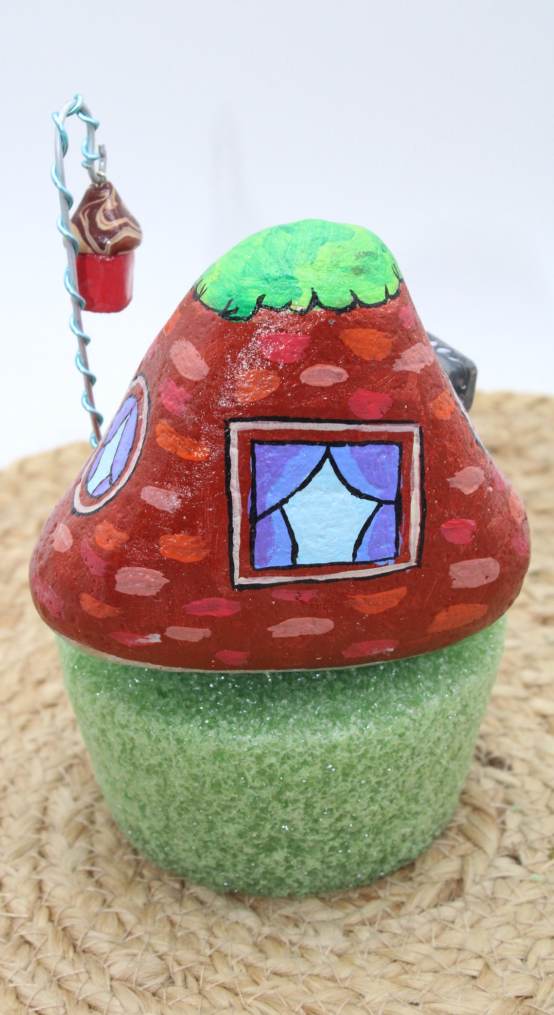Gomish Fairy Home Kit Hand Painted Rock Clay Bird House Miniature Art