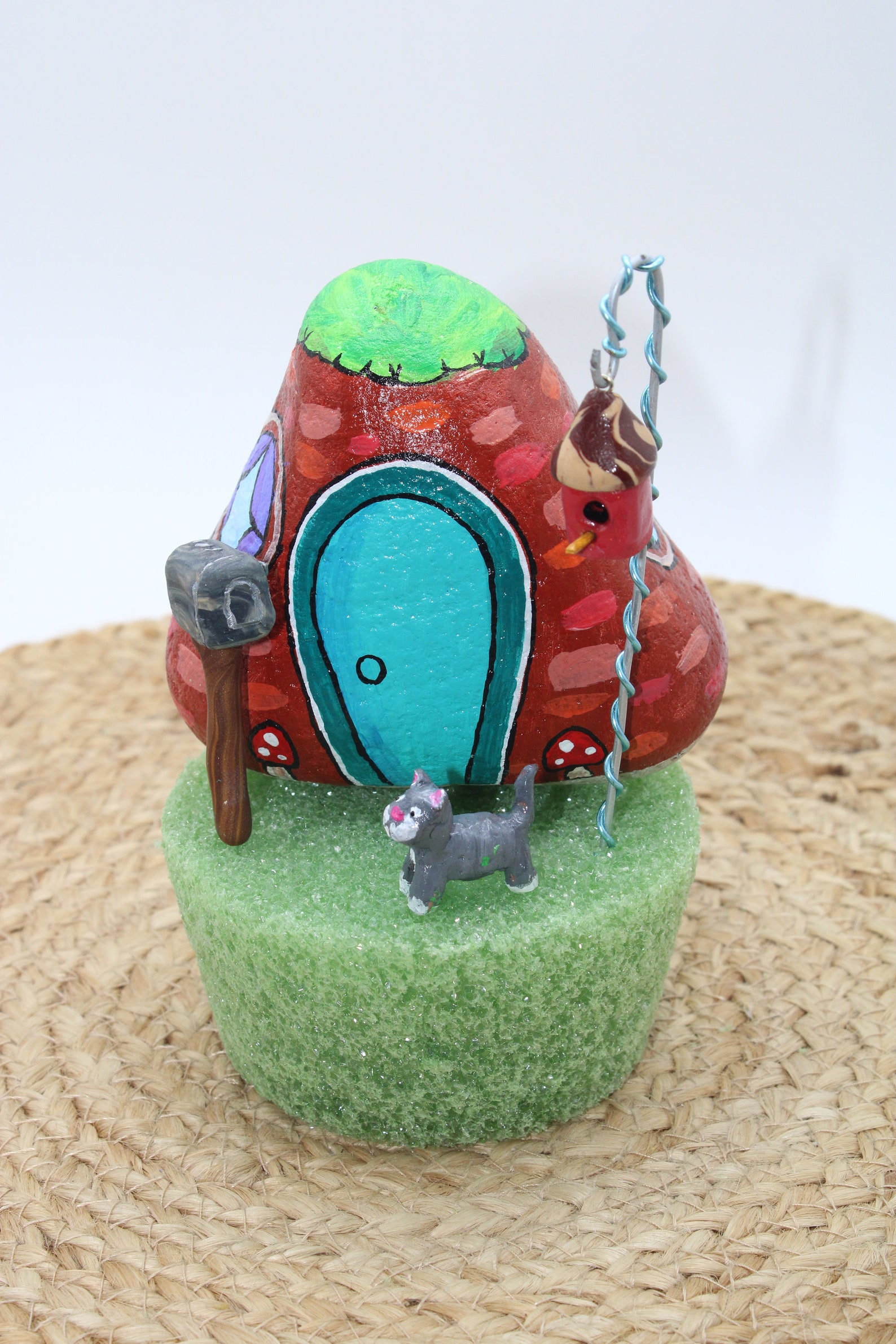 Gomish Fairy Home Kit Hand Painted Rock Clay Bird House Miniature Art