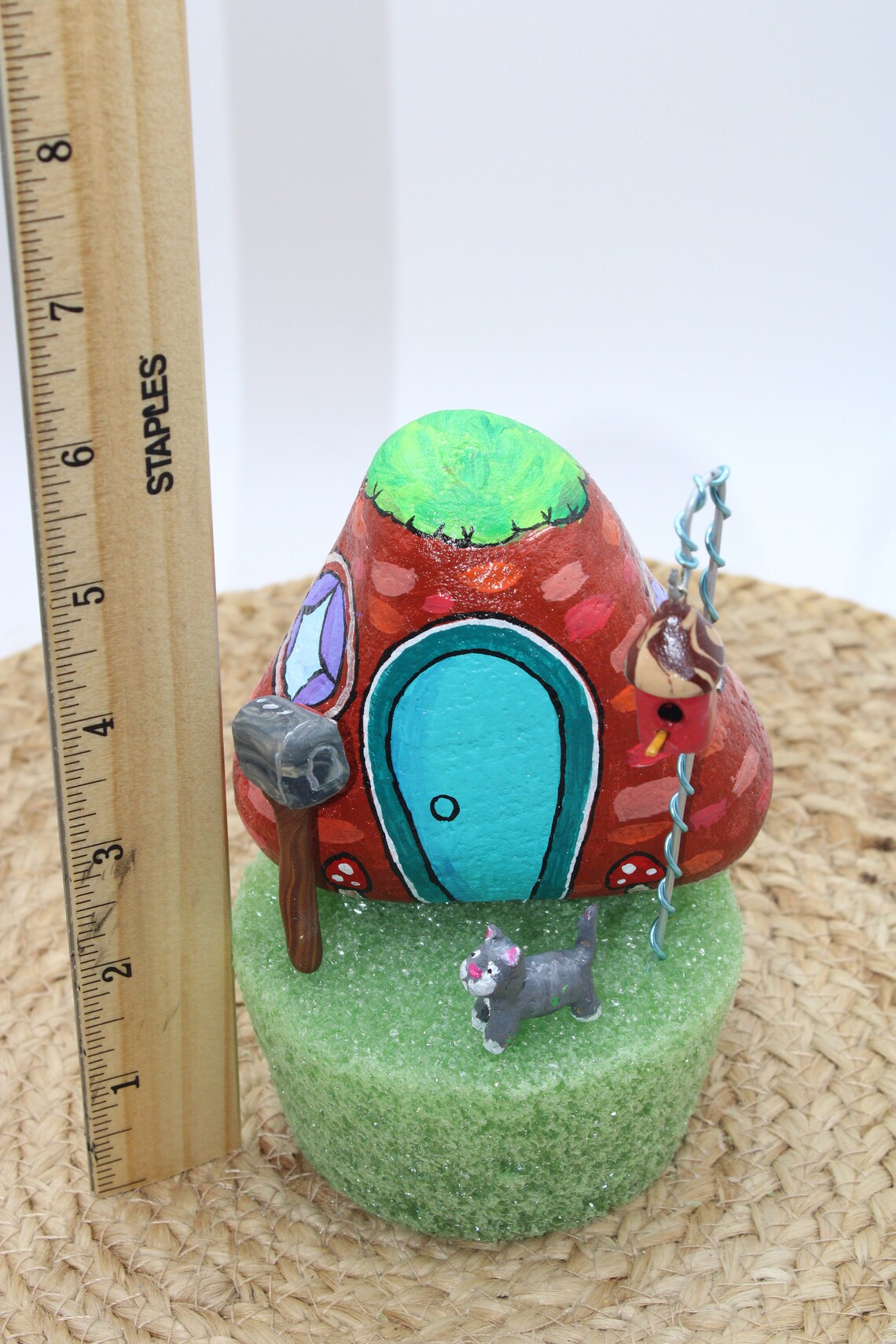 Gomish Fairy Home Kit Hand Painted Rock Clay Bird House Miniature Art