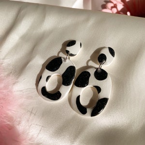 Pendientes Glitter Cow Print / Pendientes Retro / Pendientes Groovy /