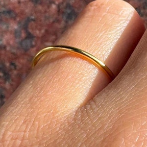 24k Solid Gold Thin Wedding Band, Handmade Pure Gold Ring, 999.9 Dainty Gold Band, 1.1MM Minimalist Thin Stacking Ring