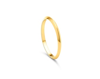 24k Solid Gold Knife Edge Ring, Triangle Gold Ring, 2MM Wedding Band, Pure 999.9 Yellow Gold, Handmade Stackable Rings