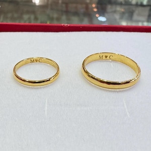 24k Yellow Gold Band, Solid 24k Gold Wedding Band Ring, Dome Band, Polished, Unisex Simple Band, 2mm 3mm