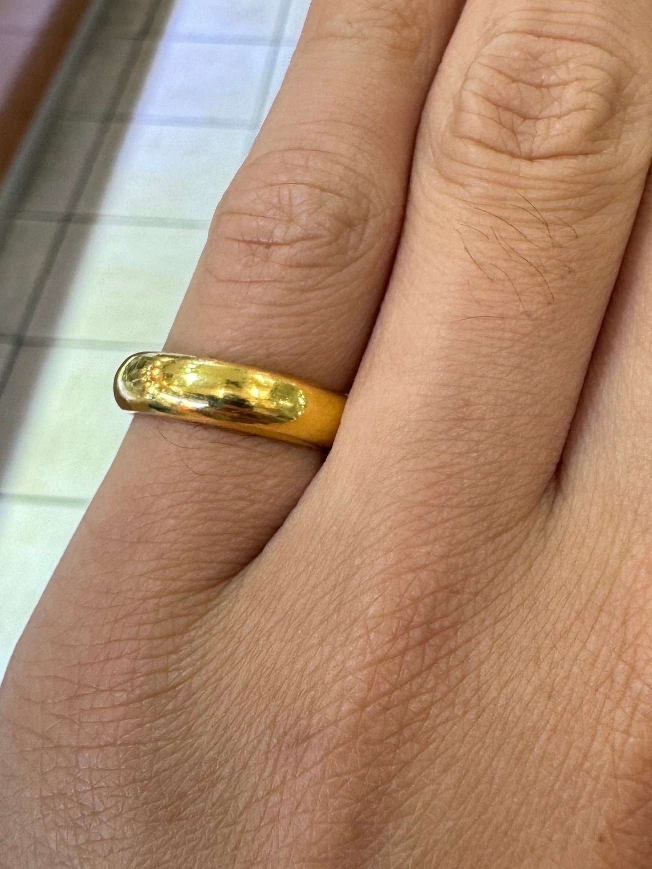 24k Solid Gold Wedding Band, Genuine Pure Gold Ring for Men