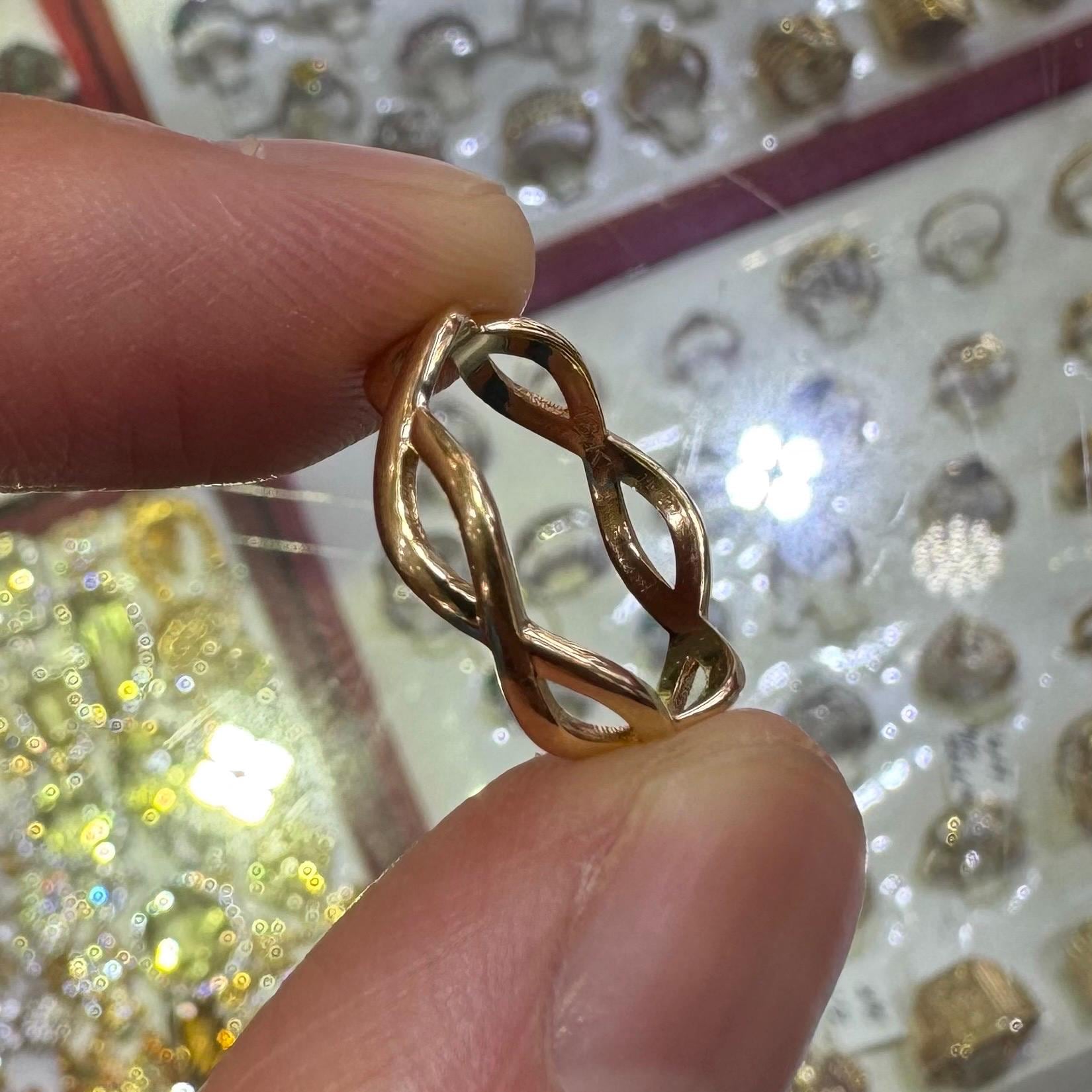 中古 18K ソリッドゴールドツイストバンド、18K リアルゴールド製 