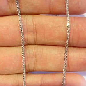 Collar de cadena de trigo de oro blanco sólido de 18 k, collar de mujer de 1 mm, cadena de eslabones de espiga de trigo, collar delicado para ella, hecho en Singapur