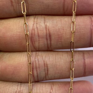 14k Solid Yellow Gold Paperclip Chain Necklace 18&quot; 2mm, Chain for Pendants and Charms, Real 14k Paperclip Chain