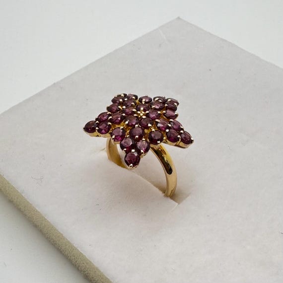 14k Solid Yellow Gold Star Ring with Natural Amet… - image 6