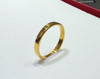 24k Solid Gold Flat Band, 2.5mm Real 24k Yellow Gold Flat Wedding Ring, 999.9 Pure Gold Stackable Ring