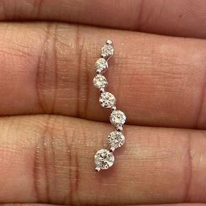 10k Solid White Gold Journey Diamond Pendant, 0.60CTW Natural Diamonds Journey Charm for Women, Seven Stone Pendant with Diamonds