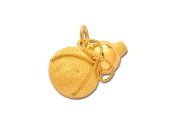 Ciondolo a forma di zucca in oro giallo massiccio 24k, ciondolo in oro puro 999,9 per collana, 13 grammi
