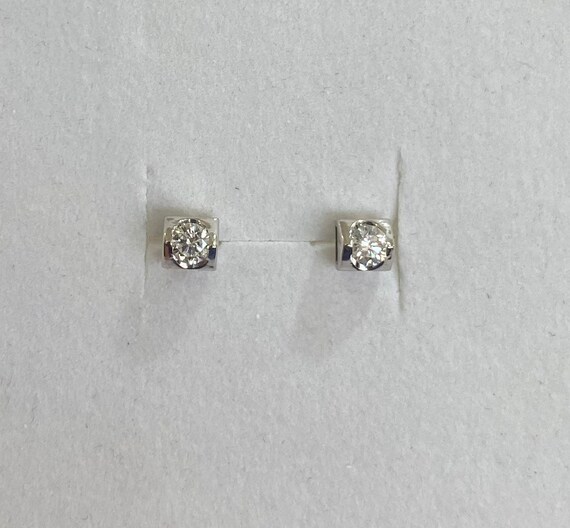 18k Solid White Gold Push Back Diamond Earrings, 3MM VS1 Natural Diamond Studs, 18k Real Gold Diamond Studs, 3mm Diamond Solitaire Earrings
