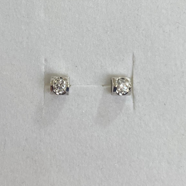 18k Solid White Gold Push Back Diamond Earrings, 3MM VS1 Natural Diamond Studs, 18k Real Gold Diamond Studs, 3mm Diamond Solitaire Earrings