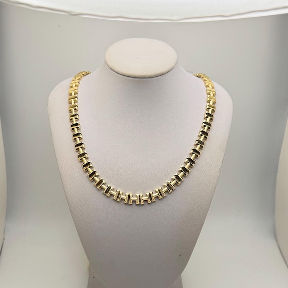 Pre Owned 18k Solid Gold Statement Necklace, Choker Necklace in 18kt Real Gold, 31.4 Grams 15 Inch