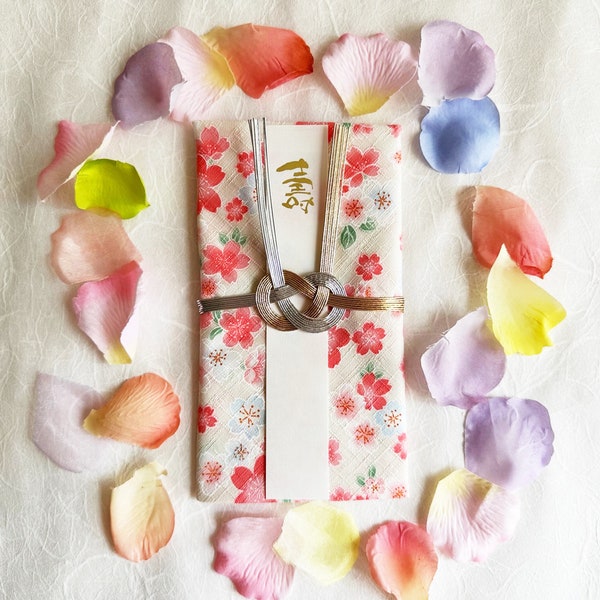 Japanese Wrapping Cloth Handkerchief Envelope - Japanese Vintage Flower Pattern Cherry Blossom - SHUGIBUKURO