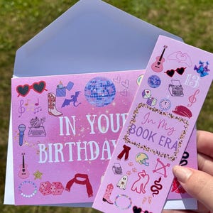 Duo de cartes d'anniversaire et de signets sur le thème Swiftie