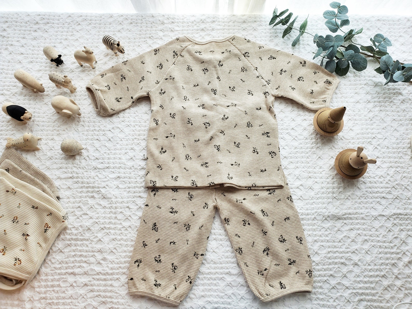 Waffle Pajama Set Beige Toddler Pajama Set All Cotton Baby Etsy UK