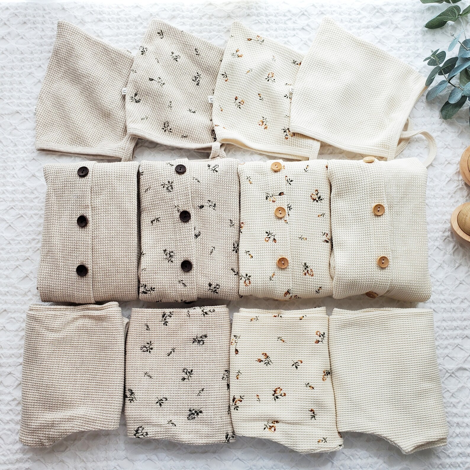 Waffle Pajama Set Beige, Toddler Pajama Set, All Cotton, Baby Shower