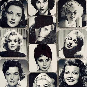 Hollywood Glamour Icons --set of 10 coasters