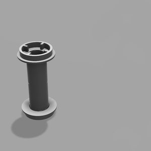 May include: A gray plastic spool with a center hole and a raised ring on each end.