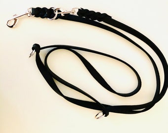 RIAD 3-way adjustable leash made of grease leather, approx. 2 meters