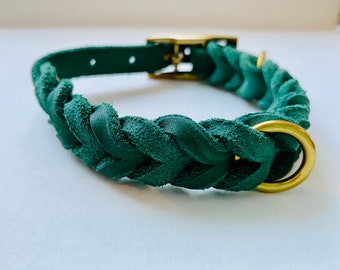 PETERSBURG Collar made of leather braided moss I Gold