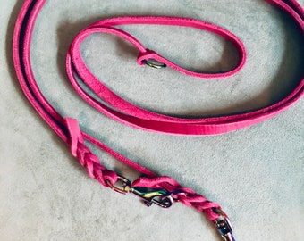 SAN FRANCISCO 3-way adjustable leather leash Berry I Rainbow