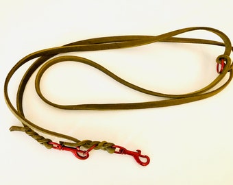 LAGOS 3-way adjustable leash made of grease leather, approx. 2 meters