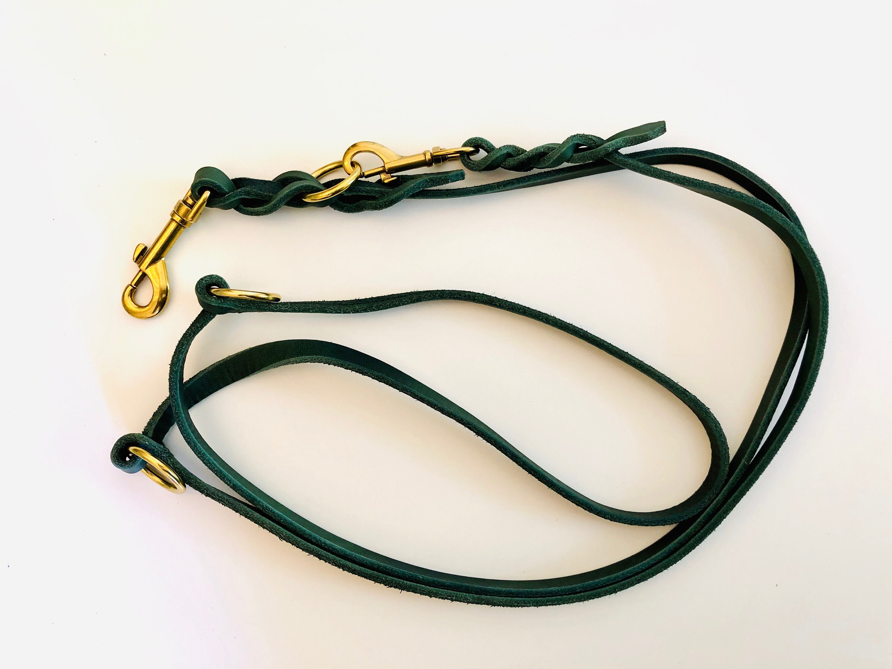MANHATTAN 3-way adjustable leash made of grease leather approx 2 meters