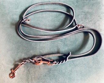 MILAN 3-way adjustable leash made of grease leather, approx. 2 meters Grey I Rosé