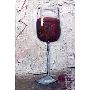 Wine Painting Original Oil Glass of Wine Original Art Red Wine Alcohol Art Wine Wall Art Wine Wall Art Wine Original Art by ElinaEverArt