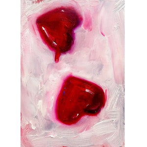 Impasto Heart Oil Painting: Small Original Art (7x5&#39;&#39;)