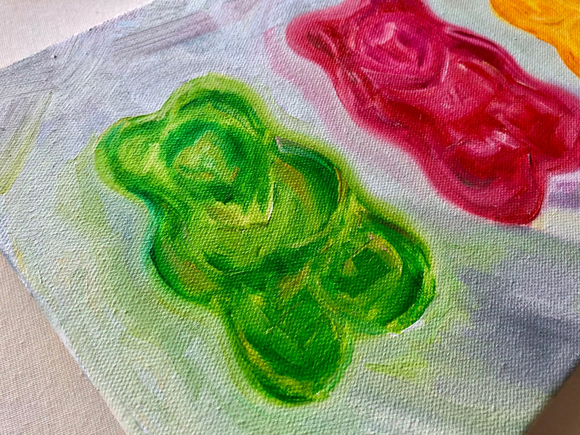 Gummy Bears Painting Original Candy Painting Gummy Bear Wall Etsy