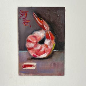 Shrimp Painting Original Oil Painting Shrimp Oil Painting Shrimp Art Original Art Food Oil Painting Food Original Art Framed Painting