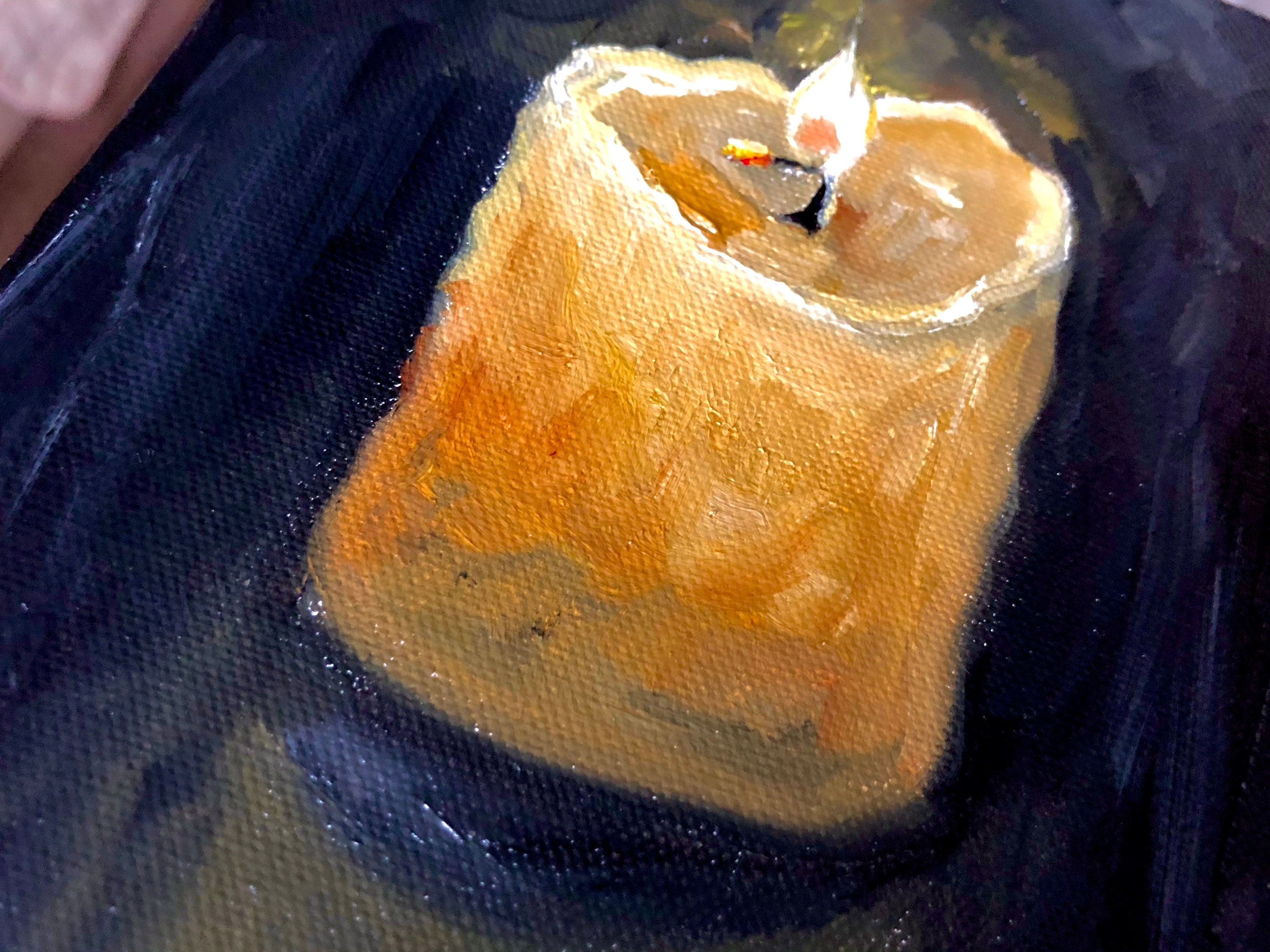 Oil Painting Original Candle Oil Painted Candle Fire Cozy Evening