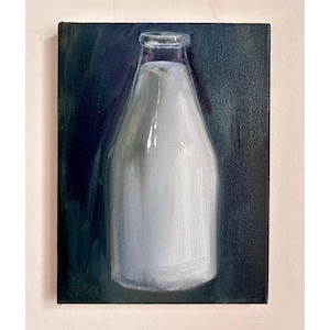 Milk Painting Original Oil Painting Impasto Oil Painting Art Milk Painting Glass Painting Original Food Art Glass Painting 7 by 9&#39;&#39;
